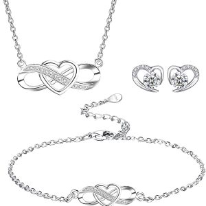 Schmuckset mit Halskette, Armband und Ohrringen